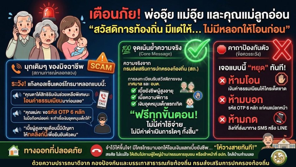 งานประชาสัมพันธ์ เทศบาลตำบลกองโพน อยู่กับ ทต. กองโพน เผยแพร่โดย ทต. กองโพน(tooltip)เฉพาะผู้ที่จัดการเพจนี้เท่านั้นที่จะสามารถเห็นได้ว่าใครเป็นผู้เผยแพร่  · 1 วัน  · ????#ประชาสัมพันธ์ เรื่อง การสร้างความรับรู้ความเข้าใจ เพื่อป้องกันการหลอกลวงทางออนไลน์ (Scammer)????❌ ✨ เทศบาลตำบลกองโพน ขอประชาสัมพันธ์เพื่อเผยแพร่ การสร้างความรู้ความเข้าใจ การหลอกลวงทางออนไลน์ (Scammer) ✅รู้ทันกลโกง หยุดอาชญากรรมไซเบอร์ ด้วยคาถาป้องกันภัย ไม่เชื่อ ไม่รีบ ไม่โอน ✅อปท. ตัวจริง ไม่ทิ้งลิ้งค์เถื่อน ✅สวัสดิการท้องถิ่นมีแต่ให้ .... ไม่มีหลอกให้โอนก่อน ✅โดนหลอก โอนไว ... หยุดความเสียหายแจ้งใครดี ✨ สร้างการรับรู้ให้แก่ประชาชนในการป้องกันปัญหาอาชกรรมทางไซเบอร์ การพนัน และการหลอกลวงในรูปแบบต่างๆกรมส่งเสริมการปกครองท้องถิ่นได้จัดทำอินโฟกราฟฟิกเพื่อเผยแพร่ความรู้ความเข้าใจเกี่ยวกับรูปเเบบมิจฉาชีพที่พบบ่อยตามแต่ละช่วงวัย และเเนวทางป้องกัน "ไม่เชื่อ-ไม่รีบ-ไม่โอน" เพื่อสร้างการรับรู้สร้างภูมิคุ้มกันทางความคิดและความรู้เท่าทัน ให้เเก่ประชาชน